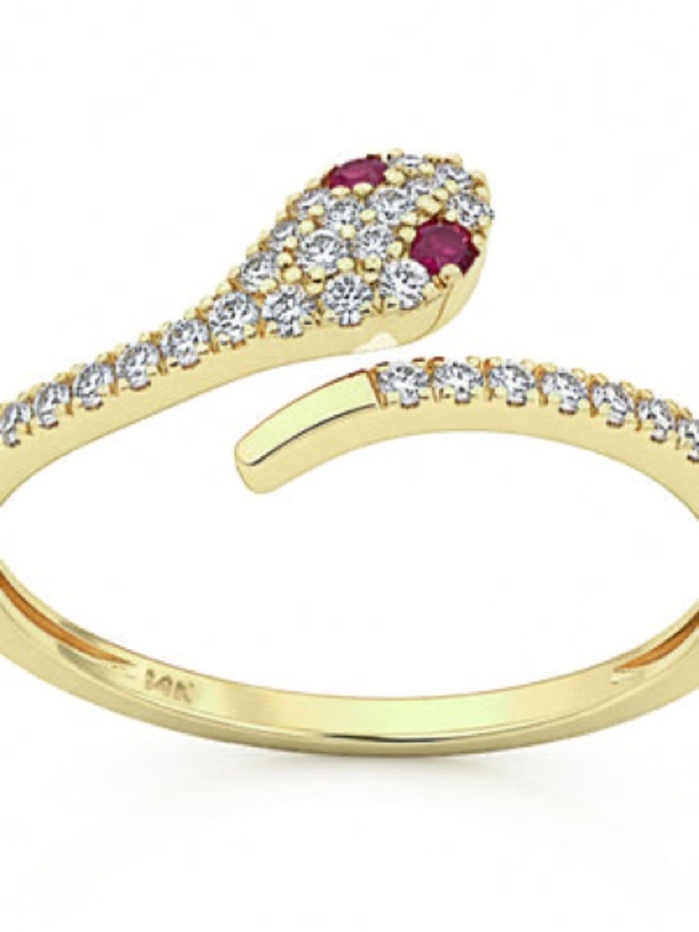 Elegant Gold Open-Ended Ring with Red Gem Accents